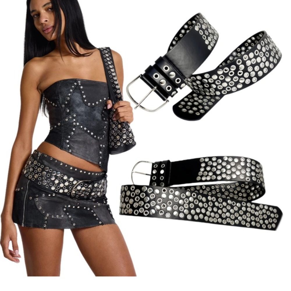Punk Hollow Eyelet Rivet Belt - đánh giá và giá Streetwear Brand Belts