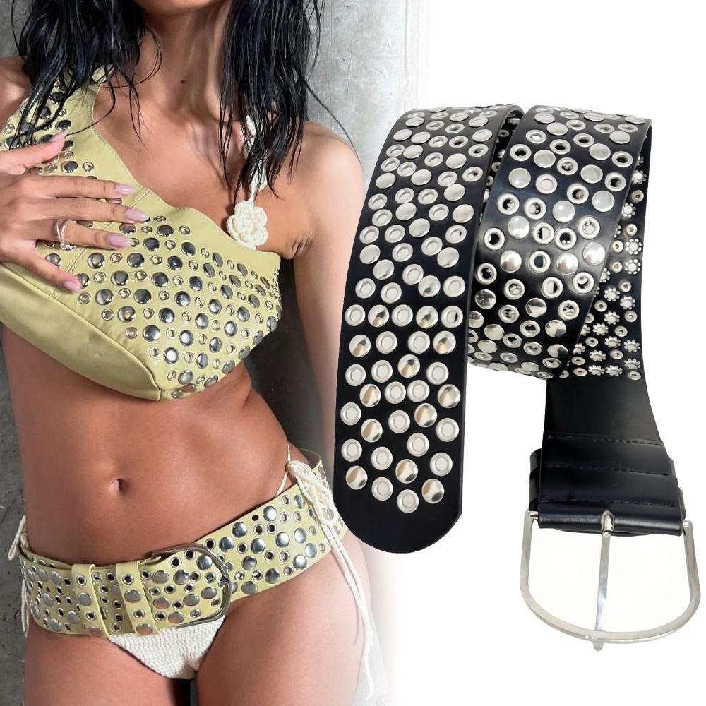 Punk Hollow Eyelet Rivet Belt  - đánh giá và giá Streetwear Brand Belts