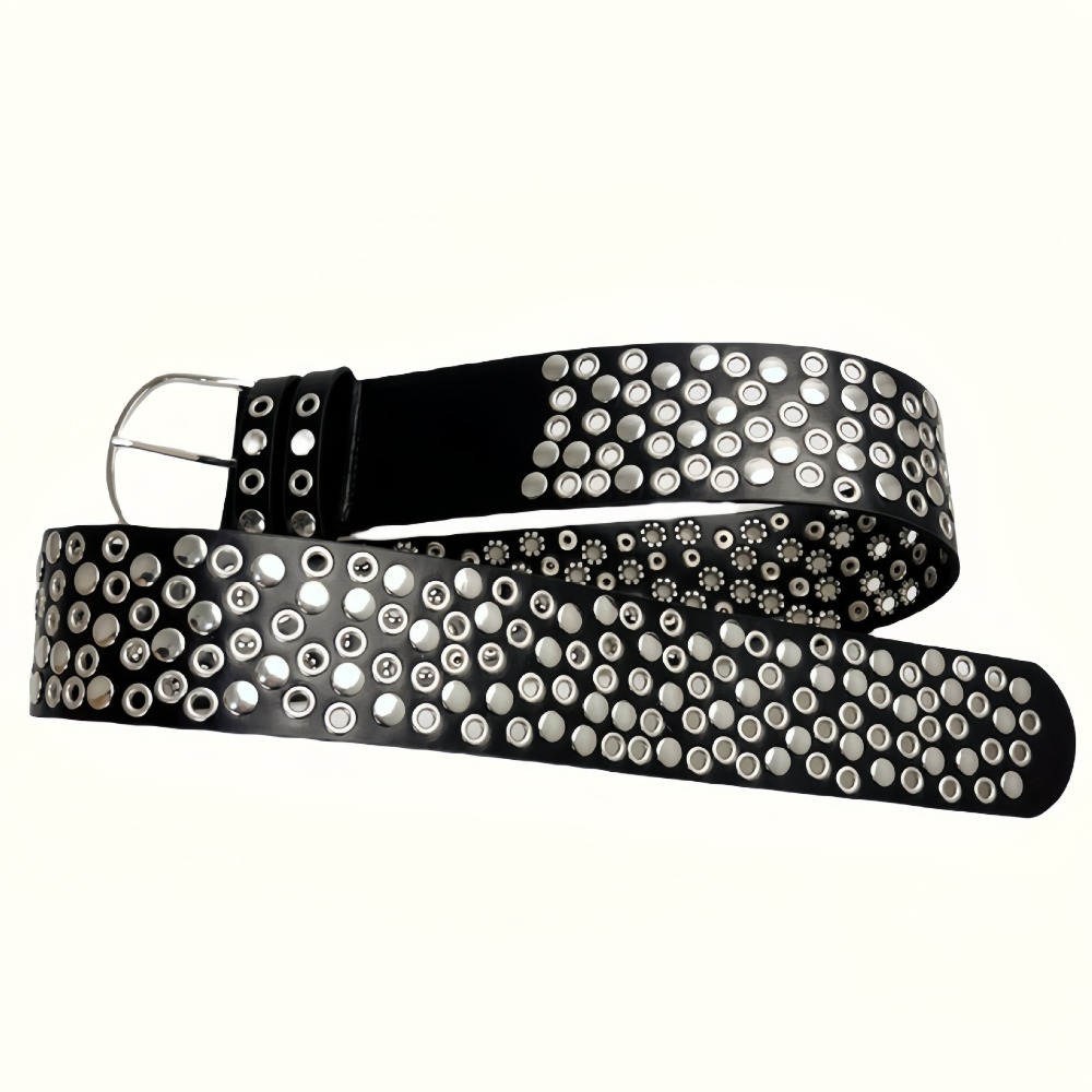 Punk Hollow Eyelet Rivet Belt  - đánh giá và giá Streetwear Brand Belts