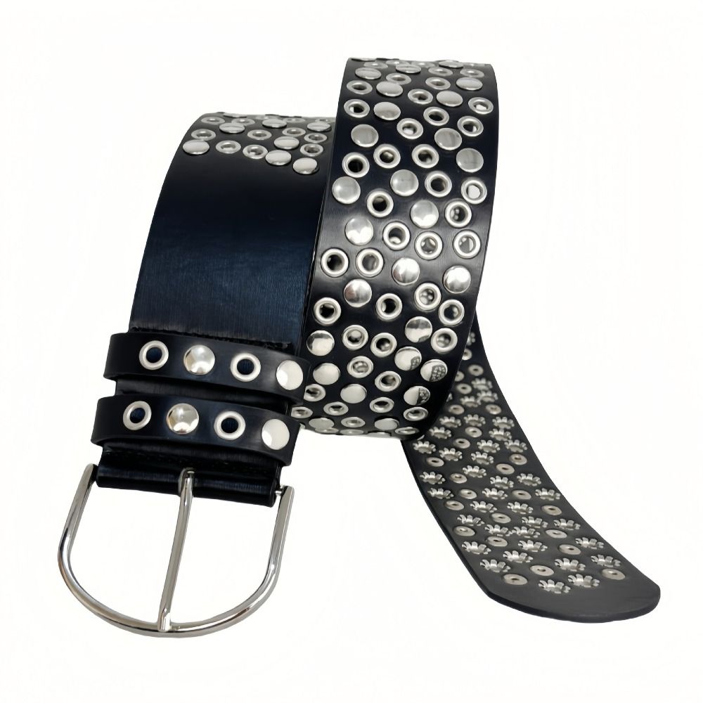 Punk Hollow Eyelet Rivet Belt  - đánh giá và giá Streetwear Brand Belts