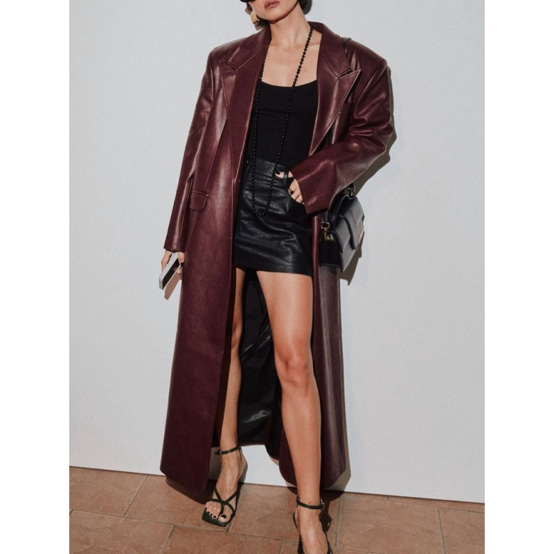 Women Autumn Long Leather Jack - đánh giá và giá Streetwear Brand Belts