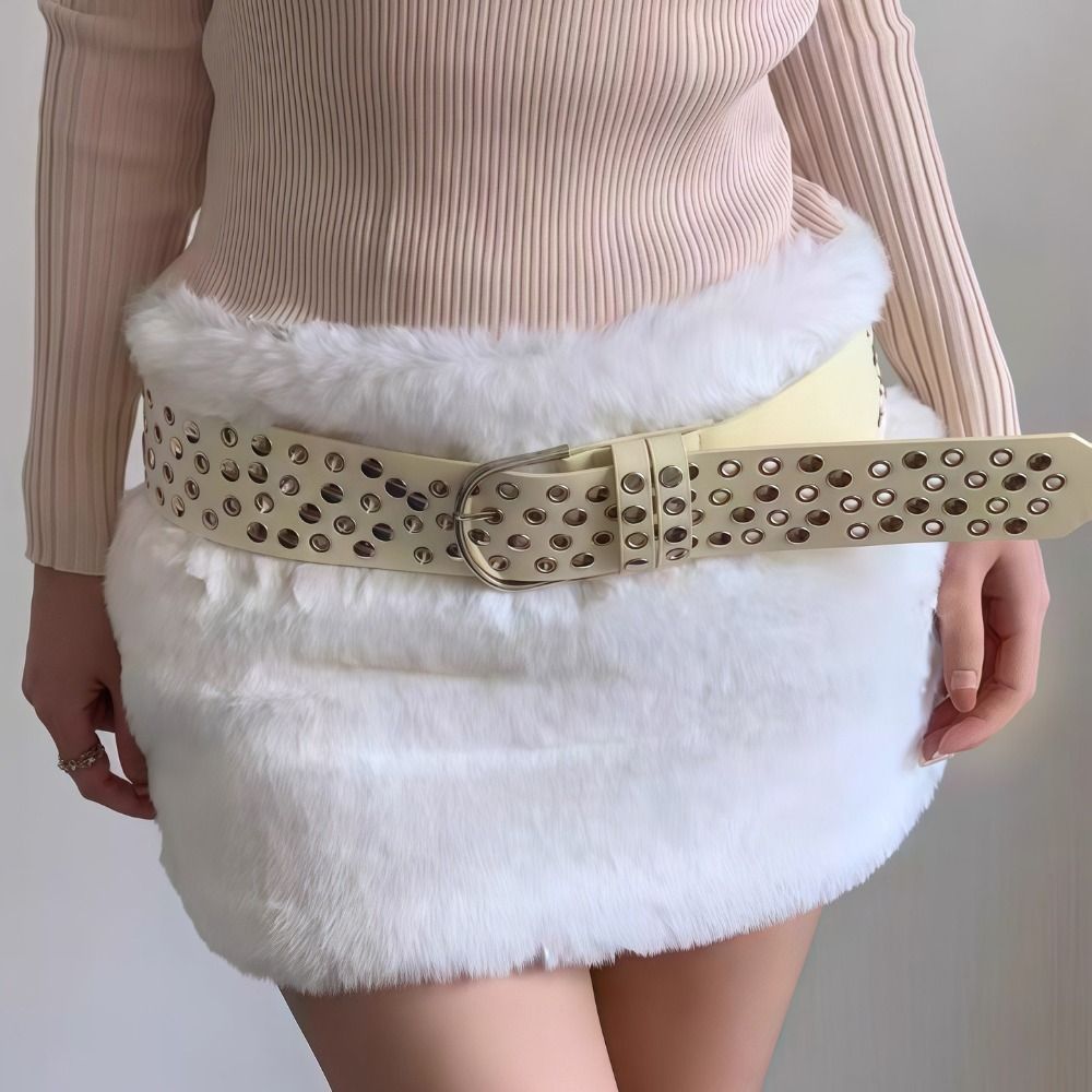 Punk Hollow Eyelet Rivet Belt  - đánh giá và giá Streetwear Brand Belts
