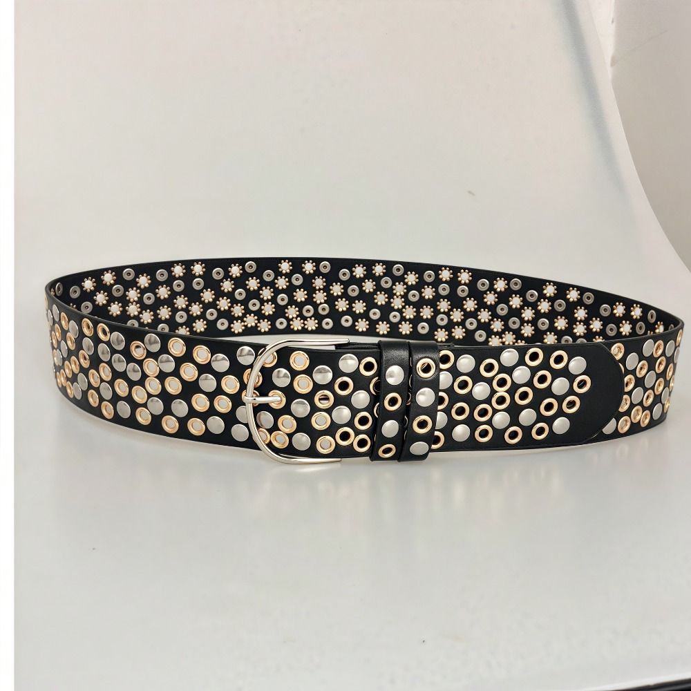 Punk Hollow Eyelet Rivet Belt  - đánh giá và giá Streetwear Brand Belts
